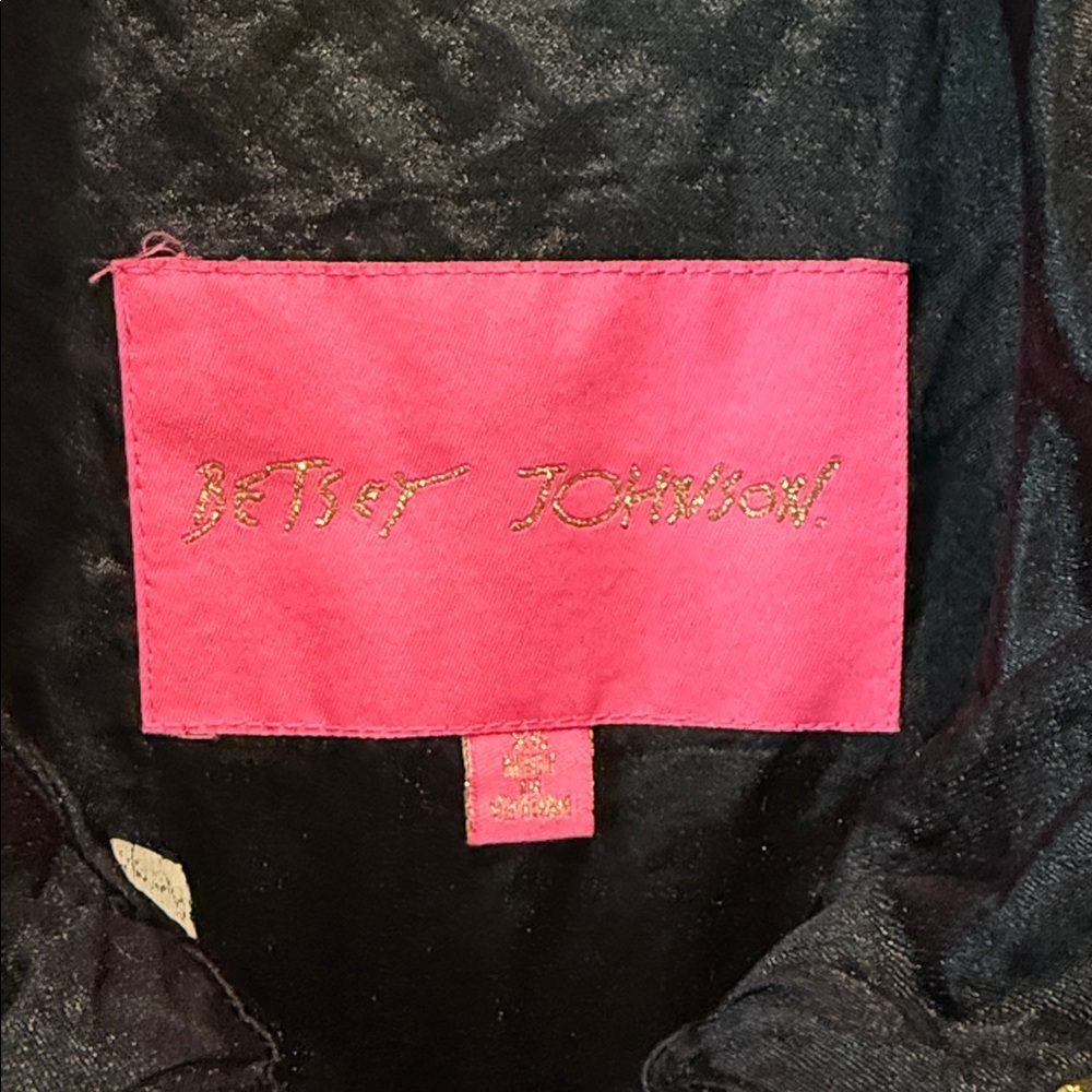 Betsey Johnson Black Utility Jacket with Pink Lining size XS - Picture 4 of 9